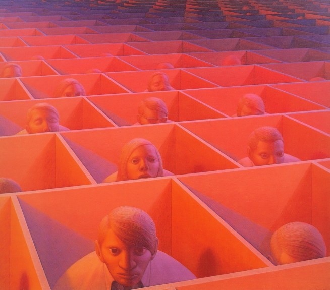 Landscape With Figures. Artwork by George Tooker
